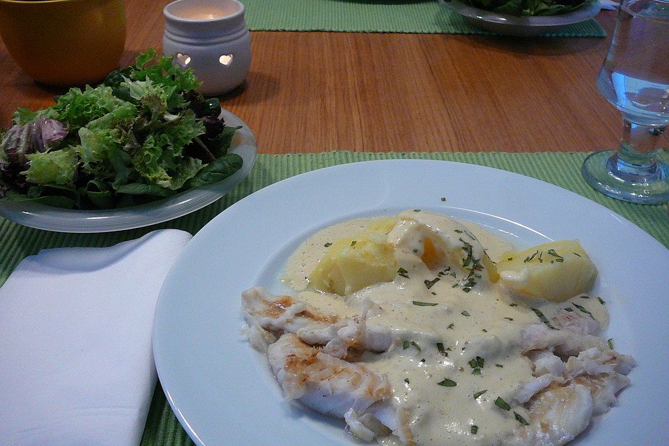 Kabeljaufilet in Zitronensauce