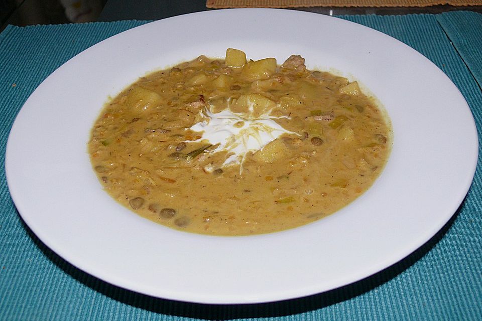 Leckere Linsen - Curry - Suppe