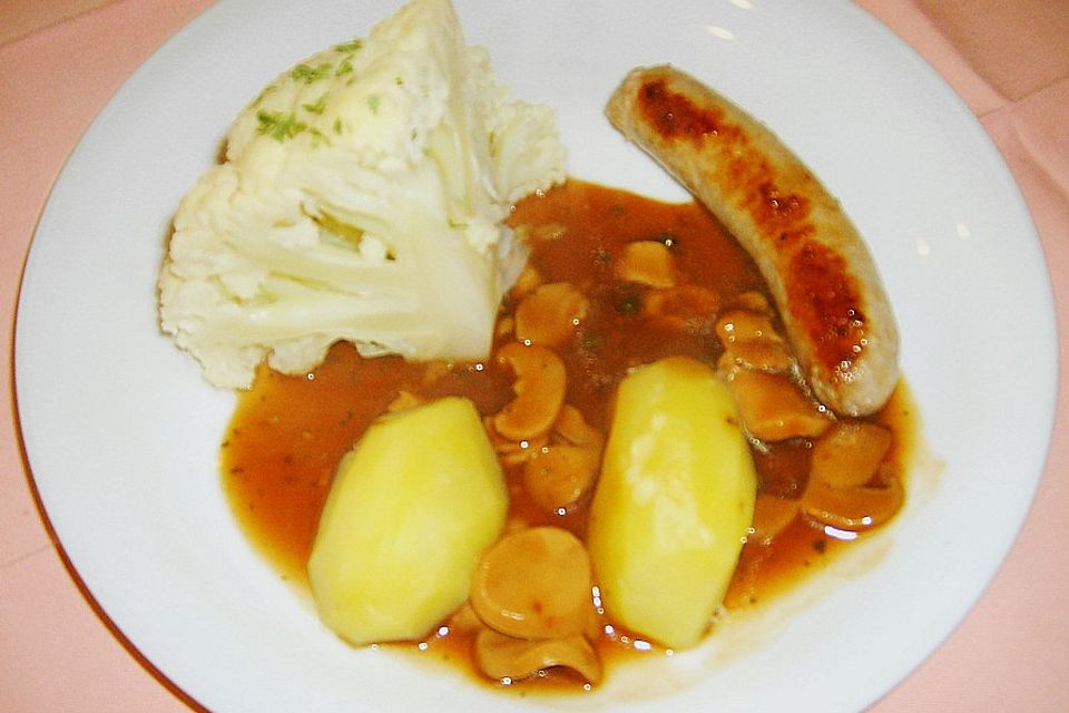 Blumenkohl mit Bratwurst