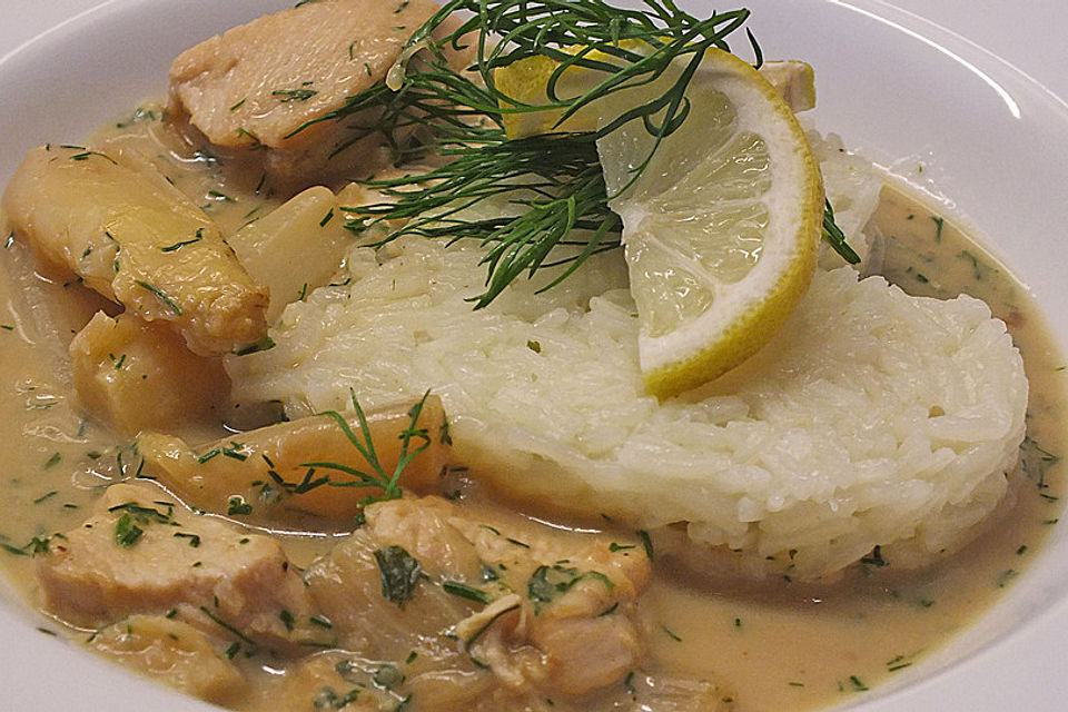 Putengeschnetzeltes in Dill-Zitronensauce